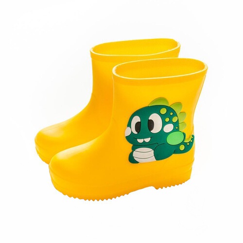Children's Rain Boots Cartoon Dinosaur Baby Waterproof Outer Wear for Boys and Girls 2-6 Years Old Cute Short Socks Shoes