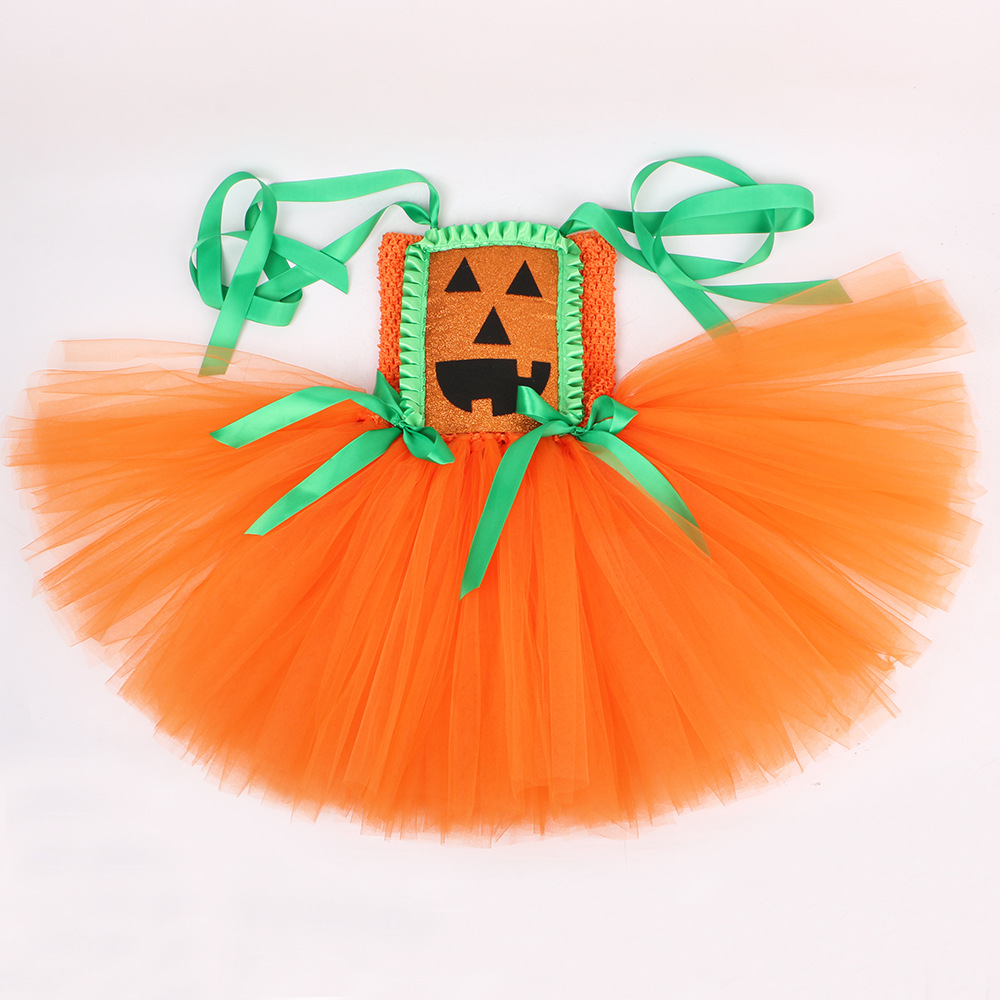 Costume da zucca per bambini, arancione, divertente, in tulle a rete, per bambine, per travestimenti COSPLAY_voghion.com