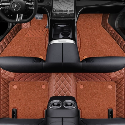 Ayaqaltılar (Kovriklər) Leather All-Inclusive Floor Mats - brown-super-elastic-silk-double-layered-foot-pads