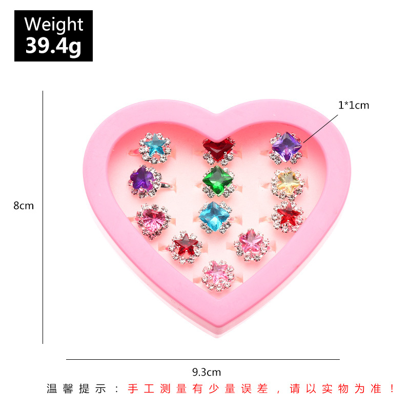 fashion exquisite star geometric fruit color inlaid diamond alloy ring