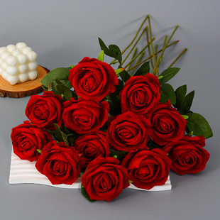 Simulation velvet rose pearl rose home hotel Wedding Valentine's Day rose wall decorative silk flower fake flowers