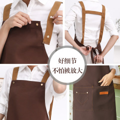 外貿帆布防水圍裙防水防油印字logo網紅奶茶餐飲專用工作圍裙圍腰