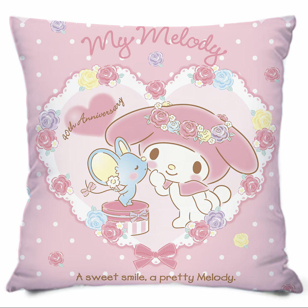 Almohada con estampado de dibujos animados de Sanrio, linda almohada de sofá para dormitorio, cojín de cabecera, cojín de asiento con soporte lumbar para coche
