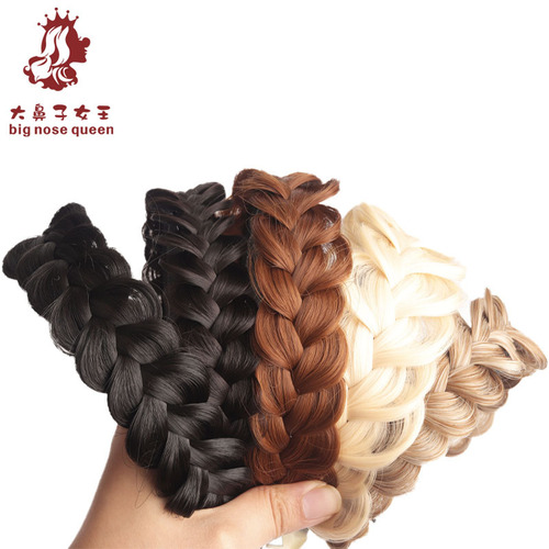 New Braided Hairband with Fake Hair, Wider Weave, Conceals Gray Hair, High Crown Hair Accessory, Handmade Hair Pin