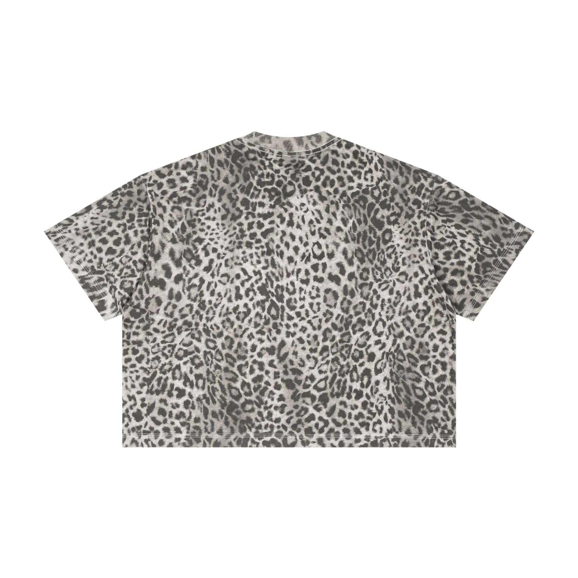 Verano nueva marca de moda impresa leopardo camiseta de manga corta hombre corto suelto ropa de hombre adolescente hombro de cuello redondo manga corta