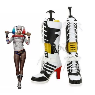 Amazon Temu Harley Quinn Clown Women's Boots Shoes Suicide Squad Cosplay Movie High Heels