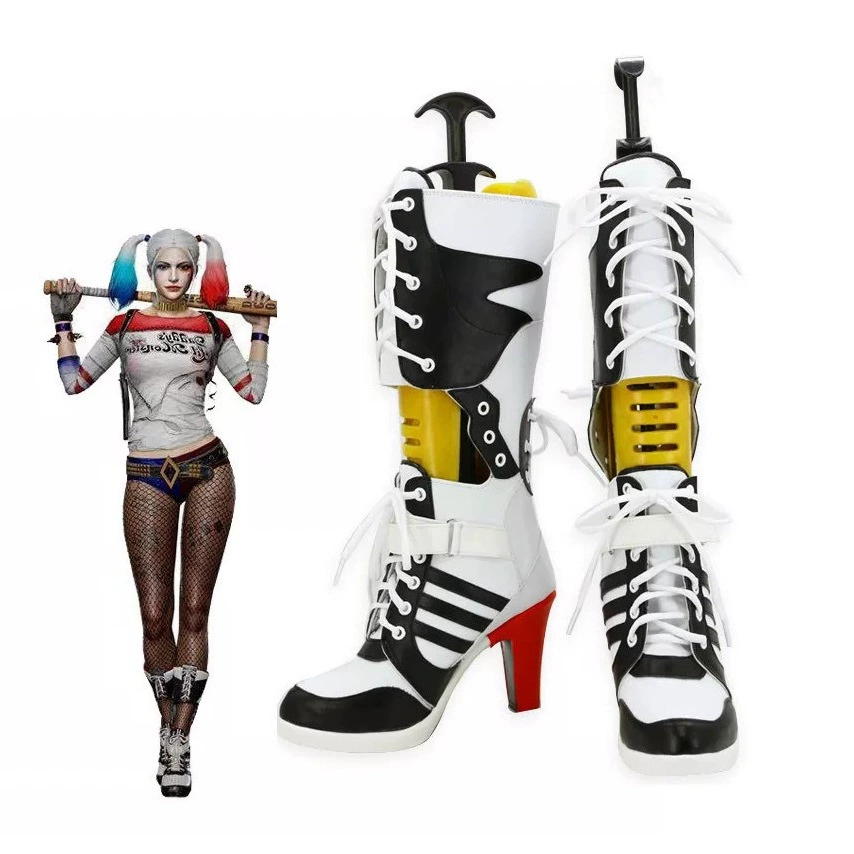 Женские ботинки Amazon TEMU Harley Quinn Clown, туфли Suicide Squad, косплей, фильм, высокие каблуки