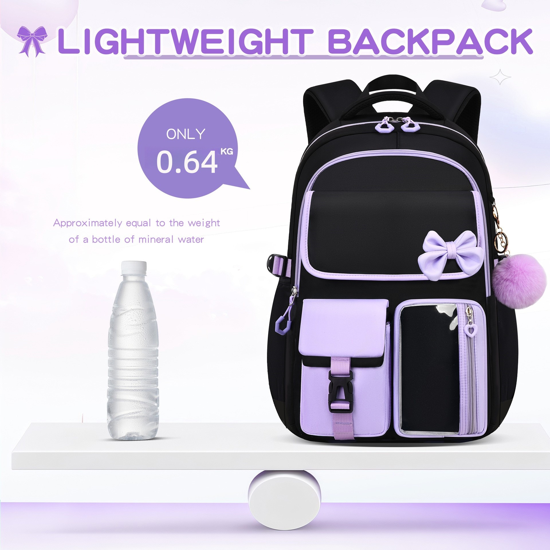 Amazon Best-selling High-capacity Bow Tie Three-piece Set Schoolbag for Girls, Junior and Senior High School and College Students, Backpack