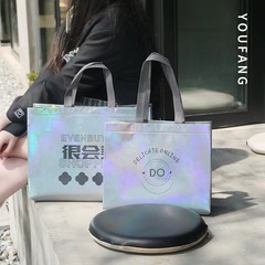 Laser Non-woven Shopping Bag Shoulder Handbag Clothing Store Bag Wholesale Logo Printing Thickened Non-woven Bag