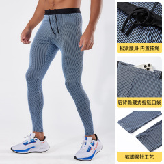 Cross-border quick-dry running tight waist zipper waterproof pocket fitness training pants outdoor track training long pants