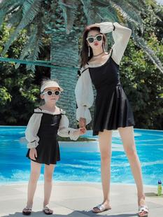 Parent-child Swimwear Women's Skirt One-piece Long-sleeved Sunscreen Children's Swimwear Conservative Women's Swimwear Mother and Daughter's Swimwear Generation Hair