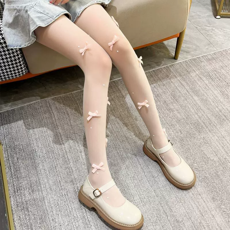 Summer velvet tights with bow, Lolita style