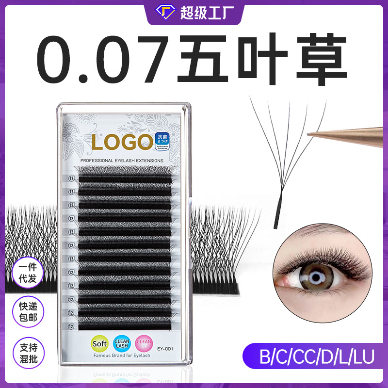 Fábrica de pestañas de cinco hojas transfronterizas densas pestañas falsas no dispersas gran capacidad flores injerto pestañas al por mayor