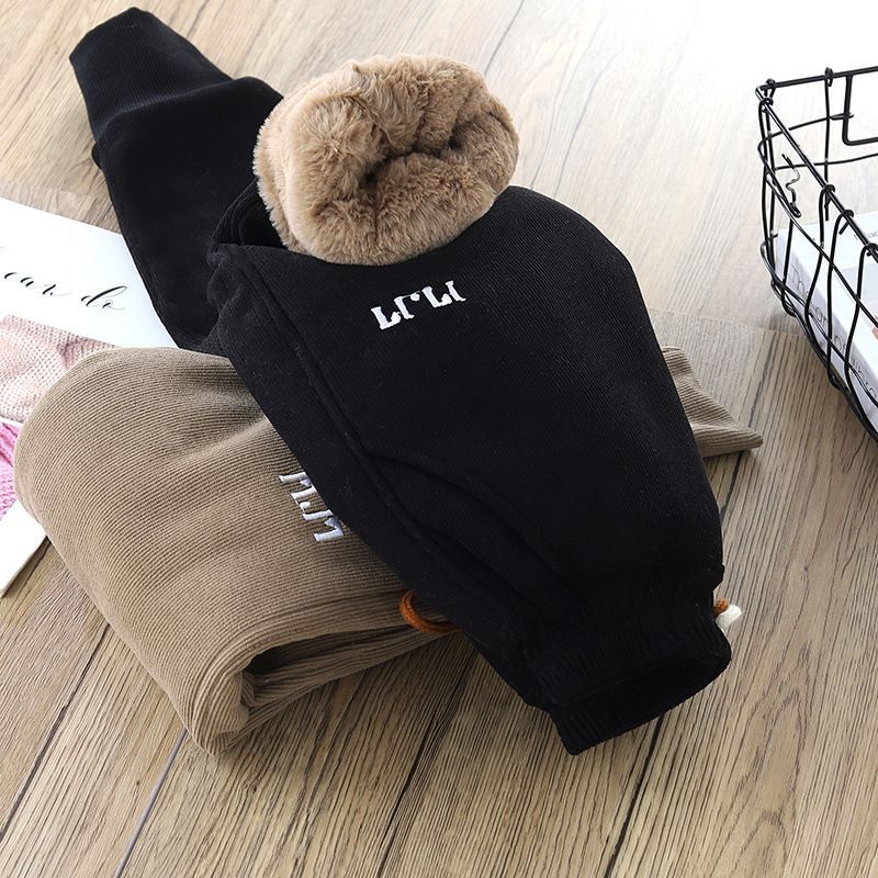 [Three-Layer Imitation Rabbit Fur Thickeneding] New Velvet Pants for Boys and Girls, Winter Warm Winter Pants for Middle and Large Kidsren