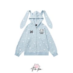 Mint Miaow 25秋季New甜美可爱趣味卡通图案兔耳朵连帽卫衣开衫