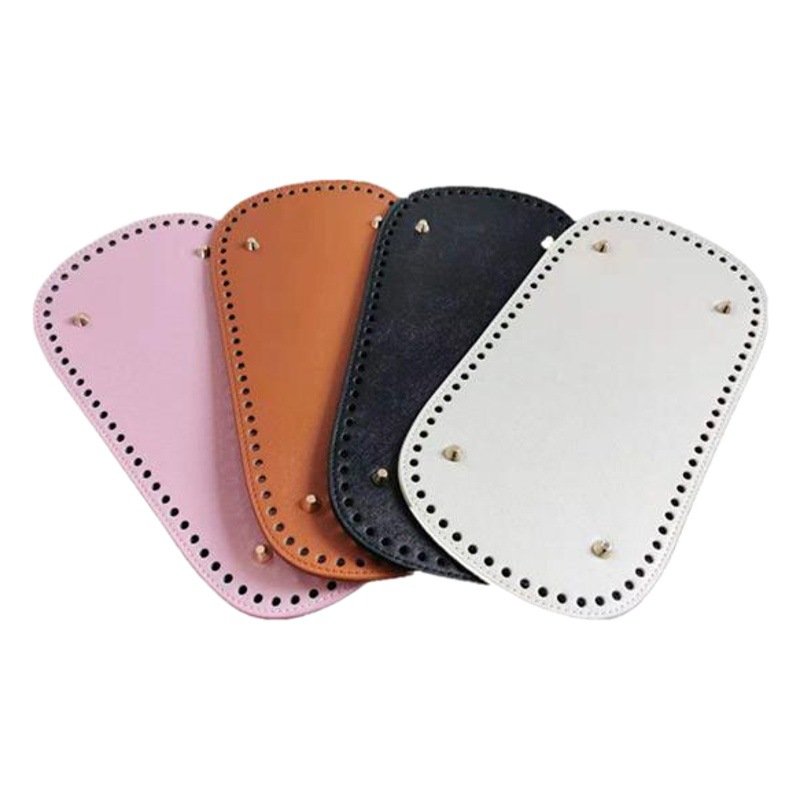 Factory in stock wholesale diy hand woven bag hardware leather accessories PU cross pattern 30*15 package bottom