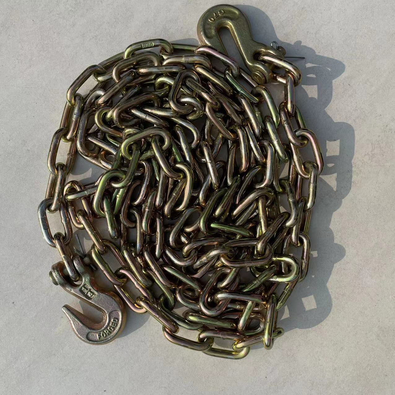拖车钩镀锌美标运输链条1/4英寸×20英尺固定设备用70级锰钢链条