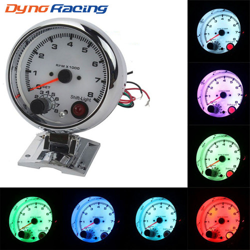 Car modified pointer tachometer 7 kinds of background lights 0~8000RPM suitable for 4/6/8 cylinder engines