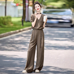 今年流行时尚套装女2025夏新款干练气质炸街减龄洋气阔腿裤两件套