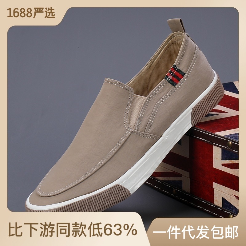 跨境亞馬遜大碼男士帆布鞋輕便透氣麻布寬版布鞋一腳蹬老北京布鞋