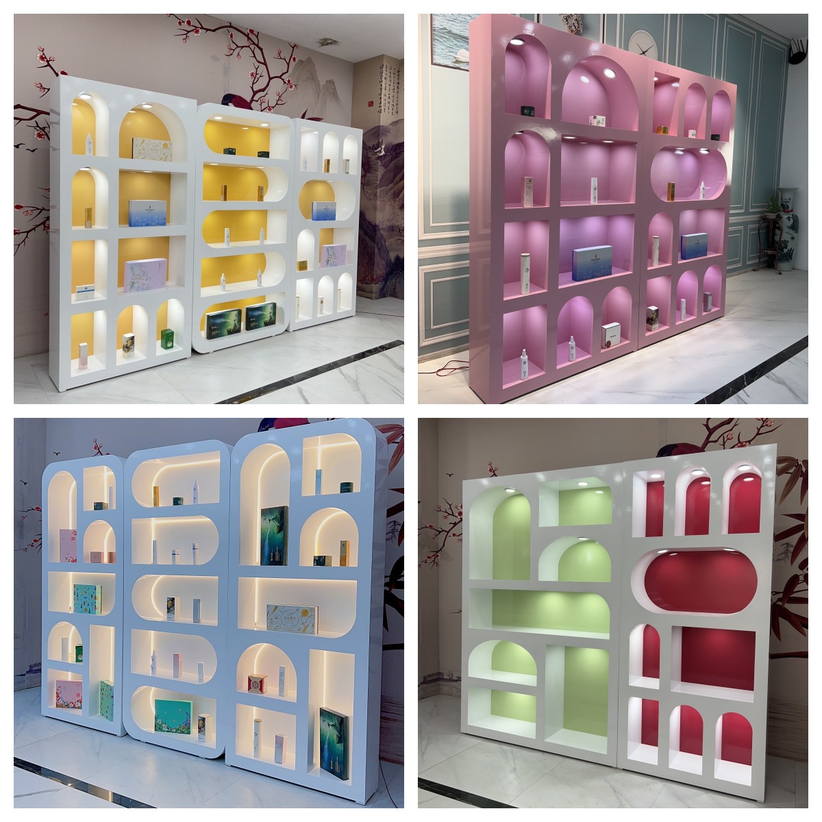 烤漆直播间柜鞋子包包展柜手办橱窗柜美容院化妆品产品展示柜