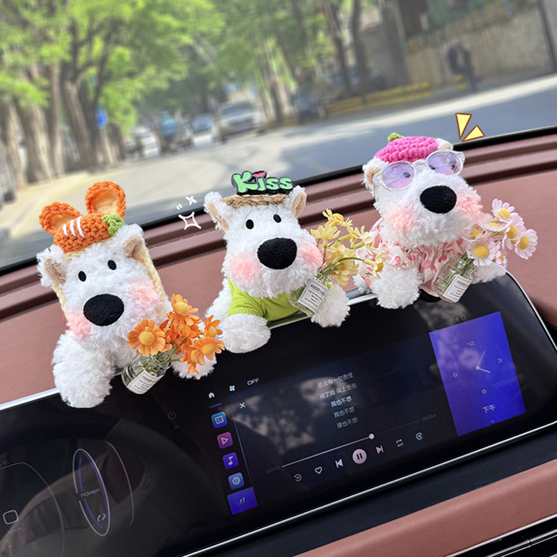 Pantalla de control central de automóviles adorable muñeca West Highlands decoración de automóviles accesorios de automóviles de damas interesantes