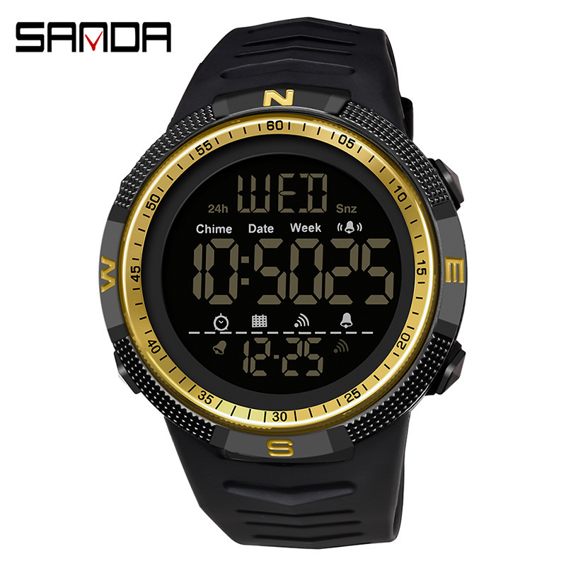 SANDA 6014 multifunción LED reloj electrónico impermeable reloj deportivo para hombre reloj de moda para estudiantes