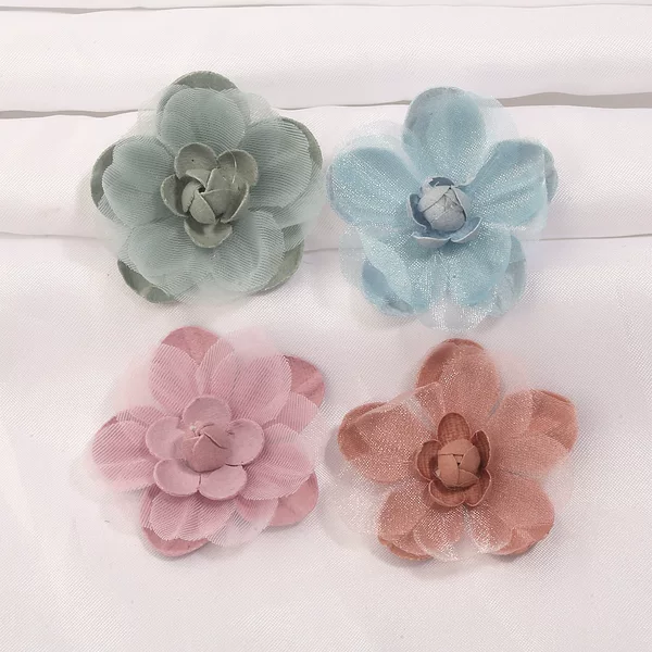 Korean-style heart-shaped yarn flower brooch DIY handmade brooch, hat, shoe, fabric flower wholesale, clothing accessories manufacturer