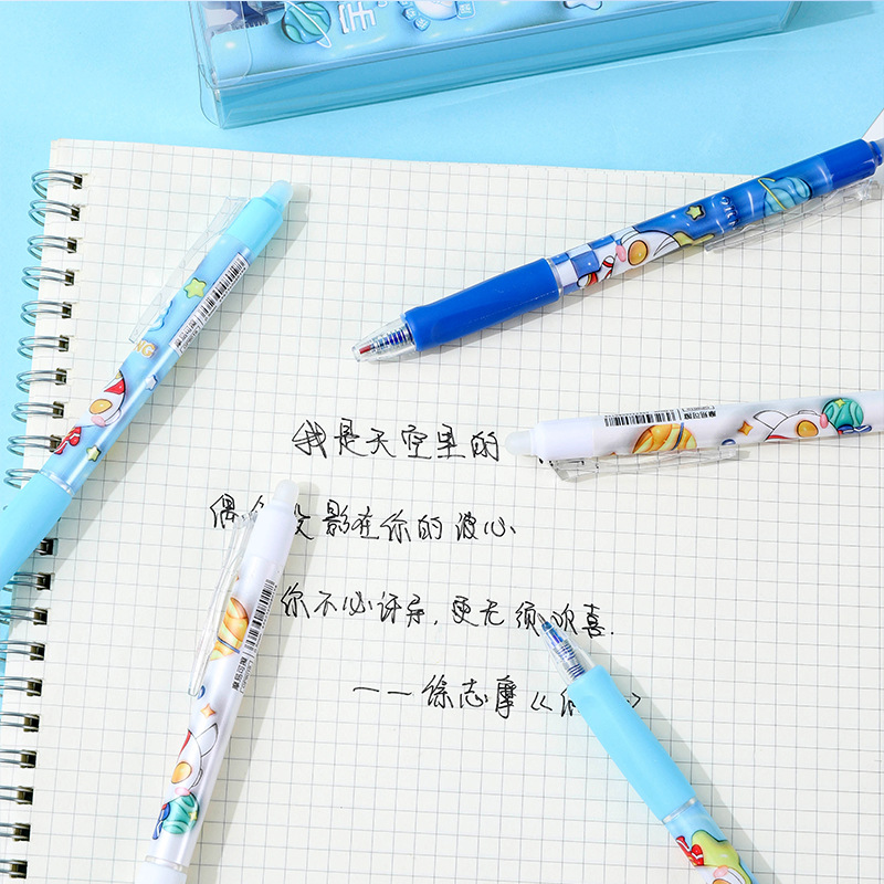 Ultraman empuje borrable recarga 0,5 cristal azul Mo fácil de limpiar caliente borrable estudiante Mo le pluma de gel a base de agua