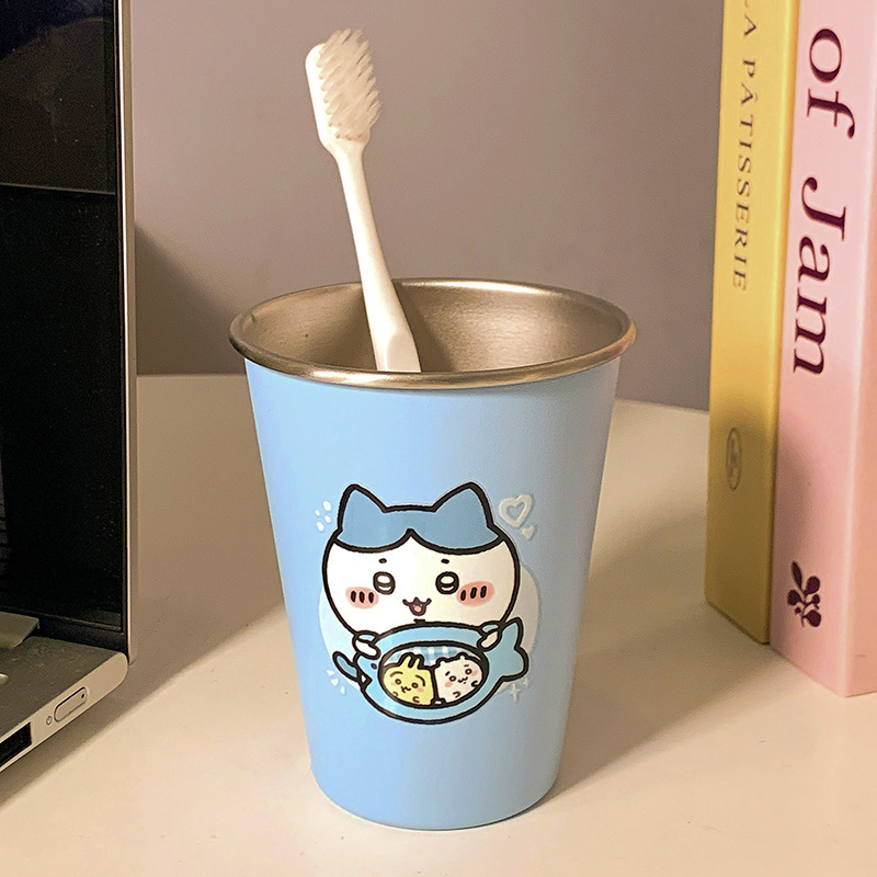 儿童小不锈钢杯子高颜值喝水亲子卡通创意小熊可爱漱口牙刷杯防霉|undefined