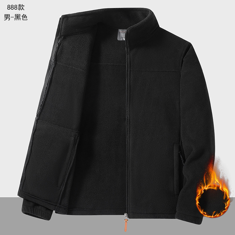 Fleece Jacket Autumn and Winter Plus Size Men and Women Couple Warm Polar Fleece Jacket Stand Collar Cardigan Couple Style Plus Size Men's Clothing
