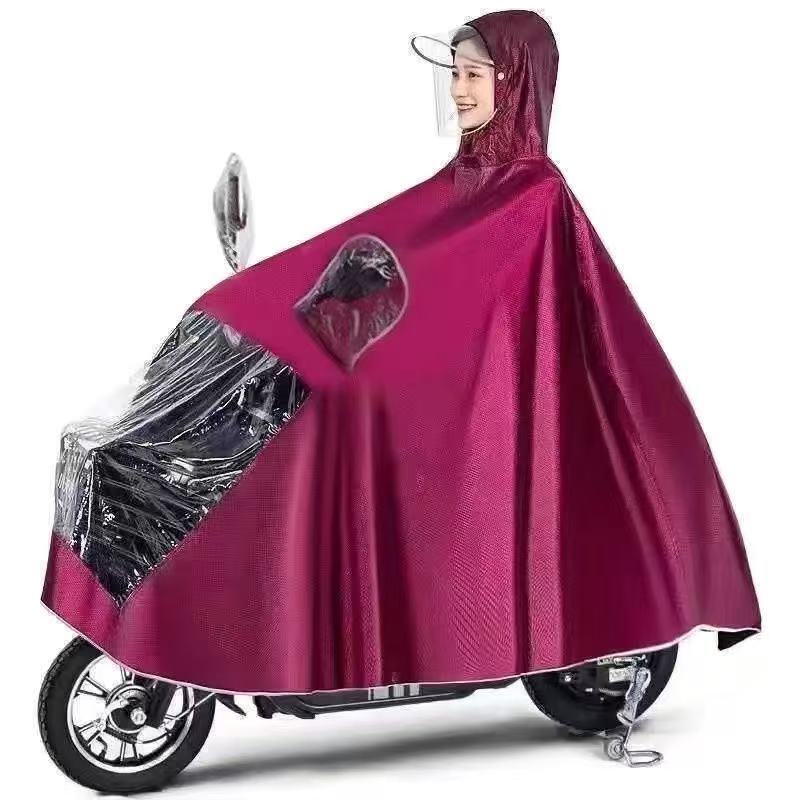 Extra-Large Electric Vehicle Double-Brimmed Double-Person Raincoat for Outdoor Riding, Rainproof Wholesale Battery Car Rain Poncho, Thickened with Hood