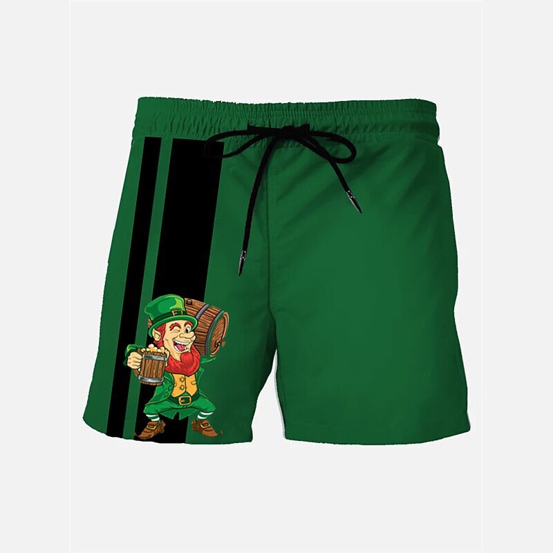 Cross-Border St. Patrick's Irish Beach Pants Beach Vacation Men's Shorts Clover Print Sports Shorts