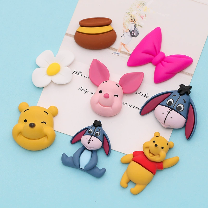 Cartoon cute pig head donkey Winnie the Pooh honey pot creamy gel phone case DIY handmade resin accessory