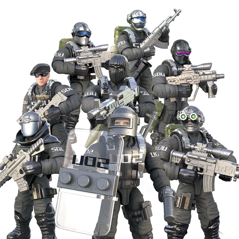翔駿拼裝軍事兵迷你人仔擺件積木益智模型玩具展示盒套裝廠家批發