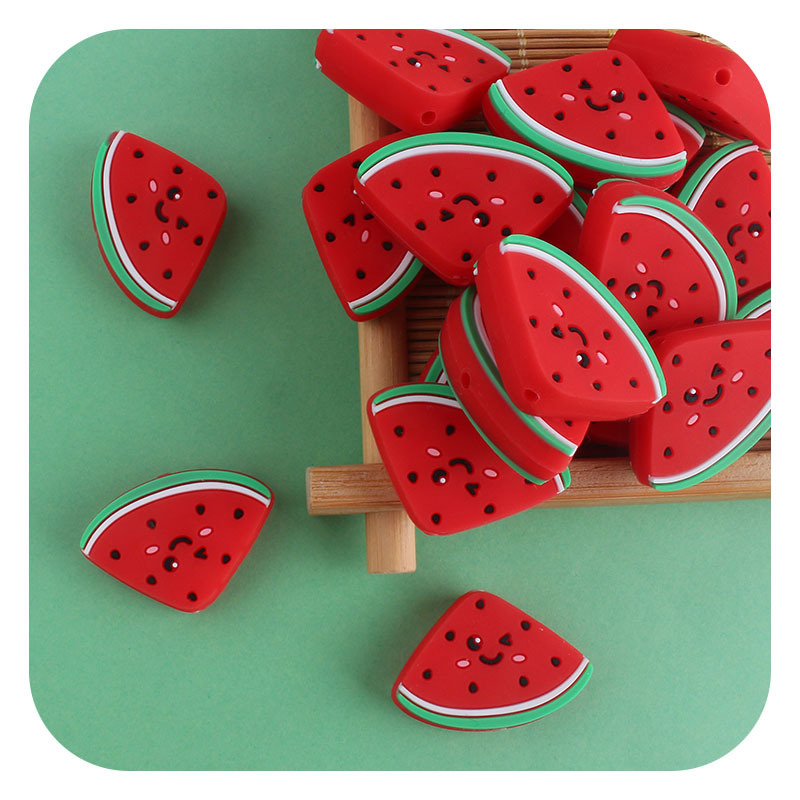 Creativo DIY bebé suministros de dibujos animados de silicona pequeña sandía juguete teether bebé molar pezón cadena teether Accesorios