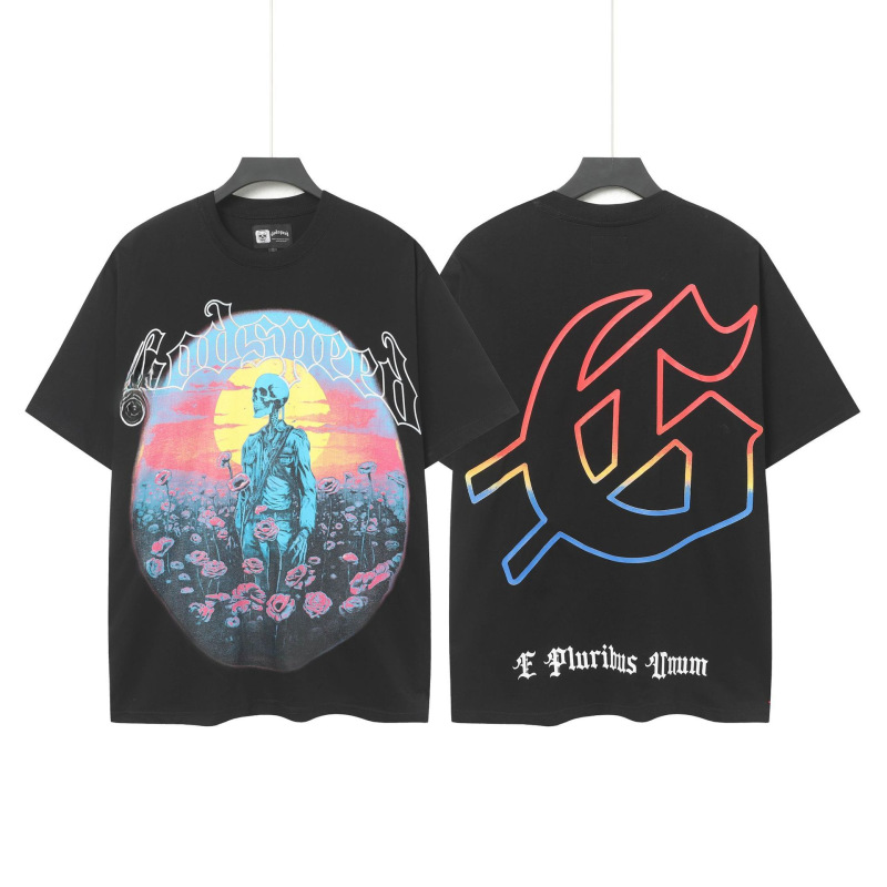 25ss アメリカのトレンディなブランド GOD ロックバンド ヒップホップ レタープリント 半袖 高品質 コットン Tシャツ カップル同スタイル|undefined