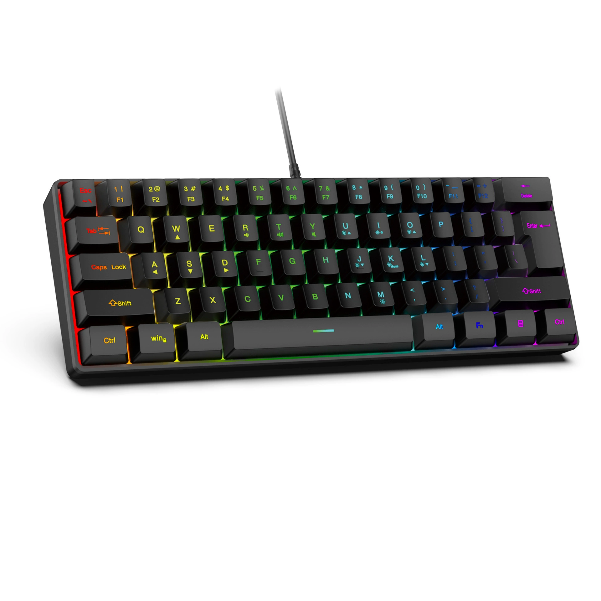 Набор клавиатура G61 — 61-клавишная механическая RGB проводная USB-клавиатура с мышью, ABS-пластик, белая/чёрная