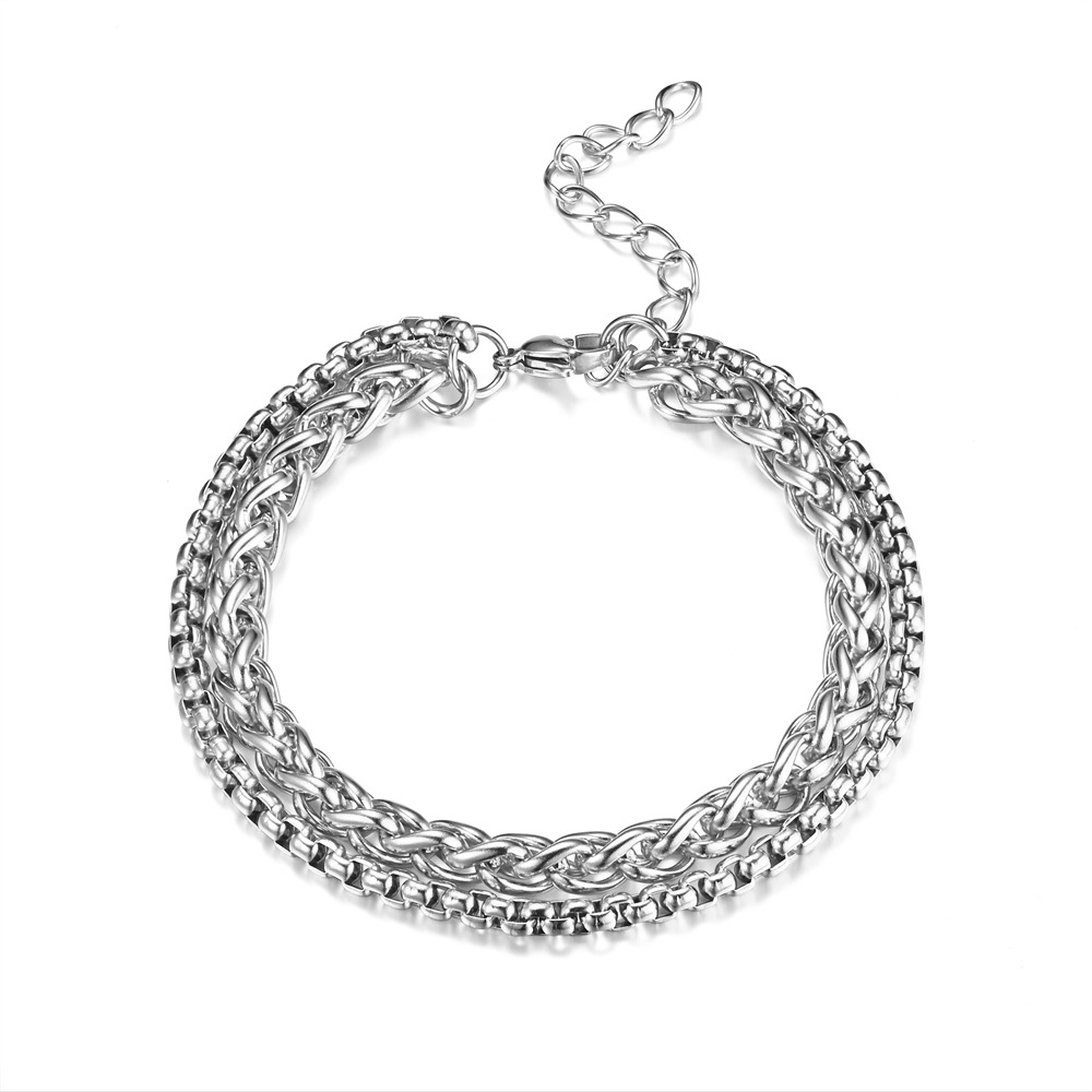 23g Weight Bracelets Classification 1 Piece Quantity Street Occasion Stainless Steel Material Geometric Pattern Unisex Gender Plating Design Hip-Hop Style Hip-hop Geometric Stainless Steel Plating Bracelets 3