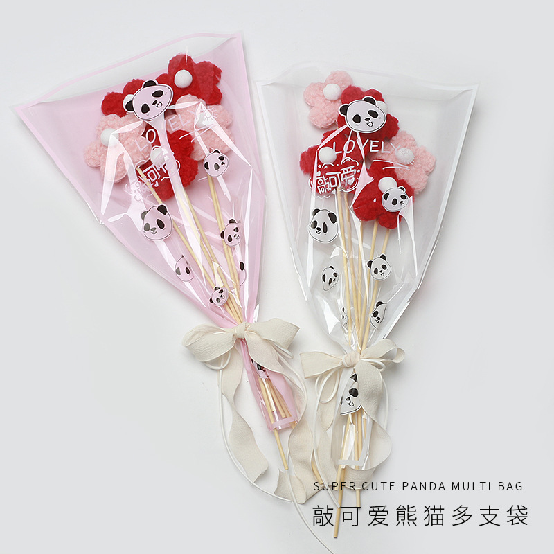 Multi-bolsa de papel de embalaje de flores Panda patrón de alto grado ramo de flores bolsa de arreglo translúcido Rosa sola bolsa