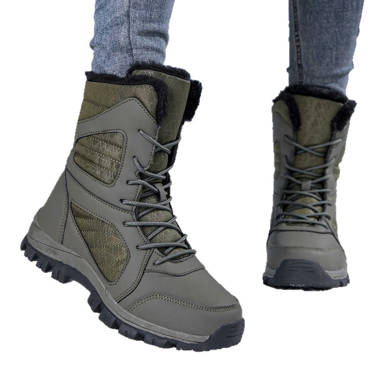 Northeast al aire libre botas de nieve para mujeres 2025 invierno de terciopelo grueso calentamiento zapatos de algodón pareja antideslizante impermeable botas al aire libre