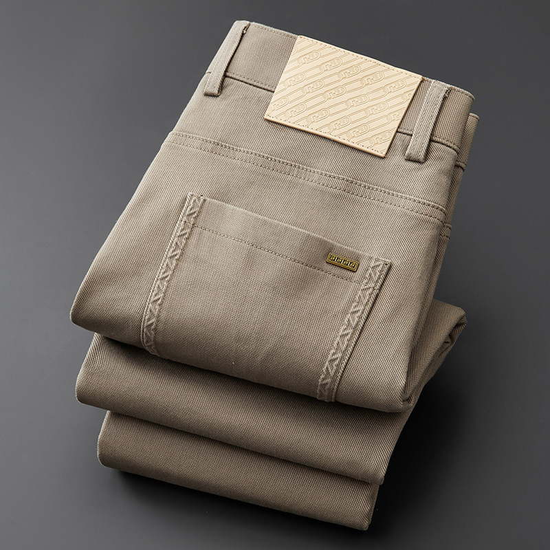 High-grade Soft Combed Cotton Casual Pants Men's 2024 Autumn and Winter Thick Small Straight Slim-fit Light Business Men's Trousers