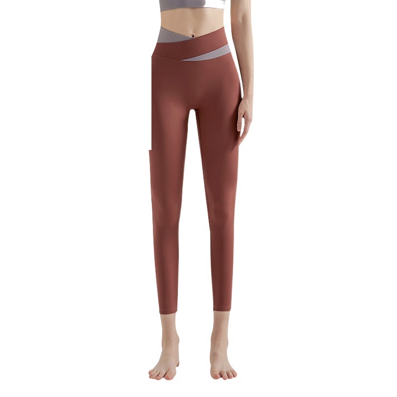 Pantalones de yoga de cintura alta Weiman para mujer con cintura de colores cruzados, efecto levanta glúteos, ideales para uso al aire libre, correr, adelgazar y pantalones deportivos con diseño patchwork.