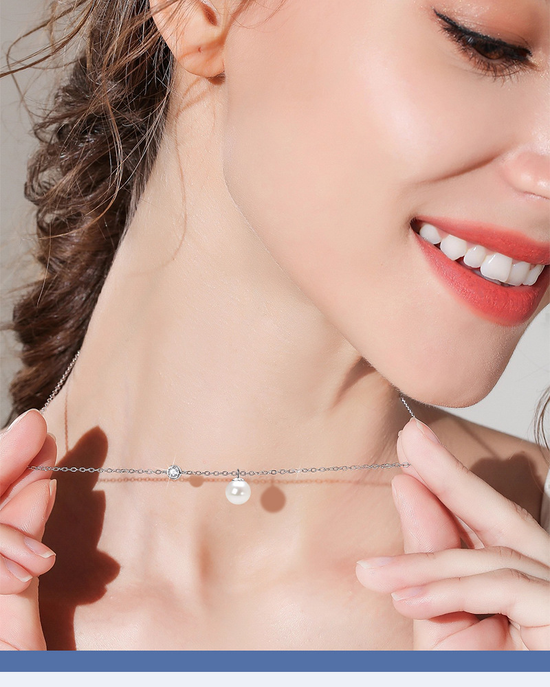 Exquisite Natural Freshwater Pearl Collarbone Necklace with S925 Silver for Women, Fashion Design, Perfect Gift