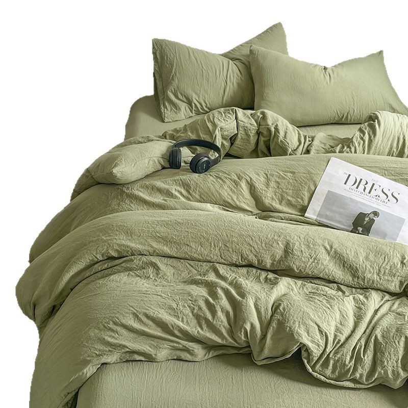 Ins純色A類母子級水洗綿ベッド4点セット裸で寝ることができるシーツ布団カバー学生3点セット