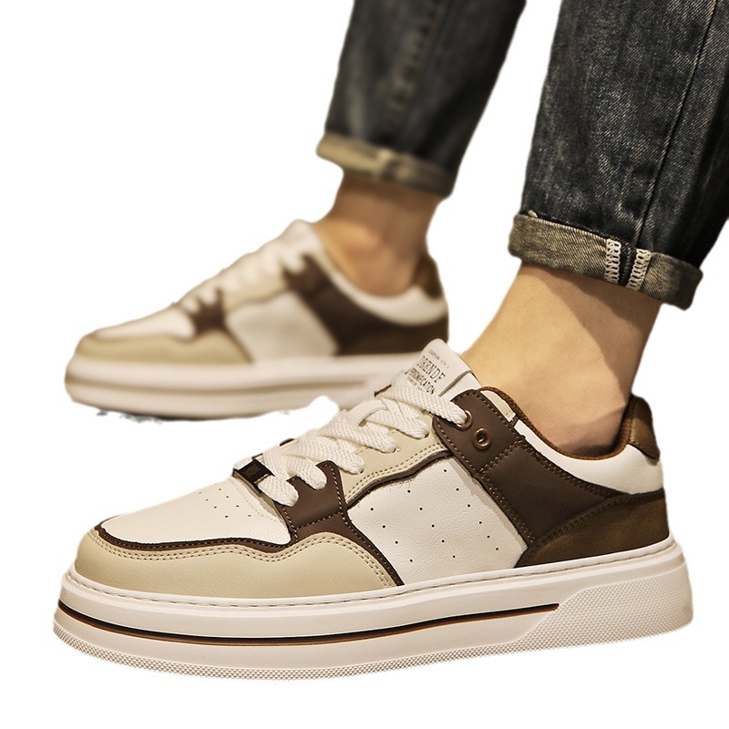 Men's White Casual Trainers Comfortable Lightweight Flat Shoes_voghion.com