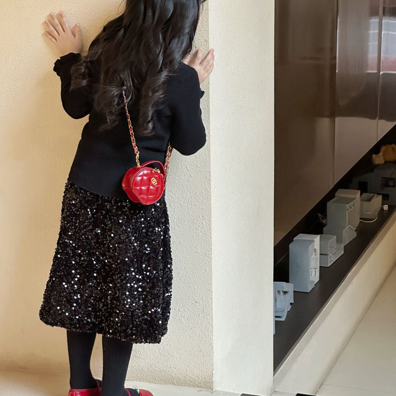 Bolsa de hombro para bebés de color sólido de moda diamante exquisita mini bolsas redondas para niños y niñas 2026 nuevos accesorios para niños