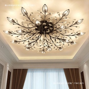 American Crystal Ceiling Lamp Living Room Lamp Modern Simple European Creative Flower-Shaped Chandelier Led Bedroom Dining Room Lamps