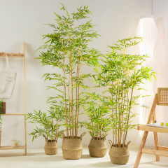 竹の鉢植えの客間の家庭の造景をシミュレーションします。