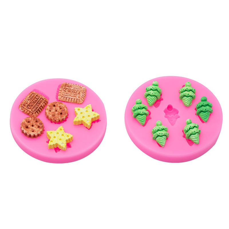 Mini simulación galleta postre helado pastel de silicona molde alimentos y juego arcilla cerámica suave
